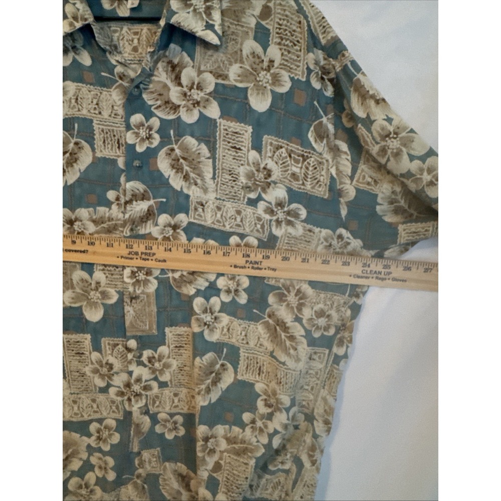 Vintage Pierre Cardin Men's Hawaiian  Button Beige Short Sleeve Pocket Shirt LRG - Picture 2 of 11